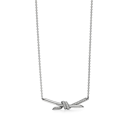 Tiffany Knot Pendant White Gold With Diamonds