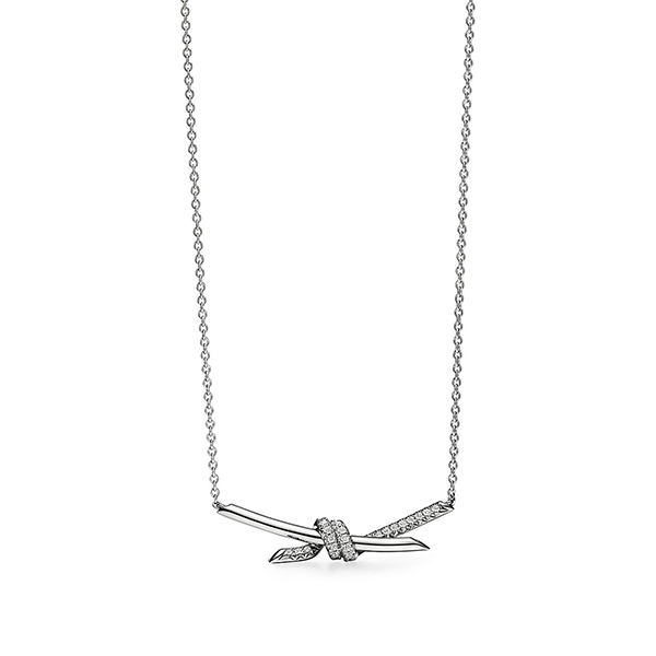 Tiffany Knot Pendant White Gold With Diamonds